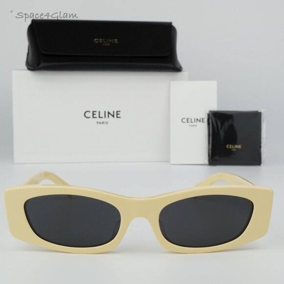 BRAND NEW Celine CL40245U 39A Solid Beige Smoke Geometric Unisex Sunglasses